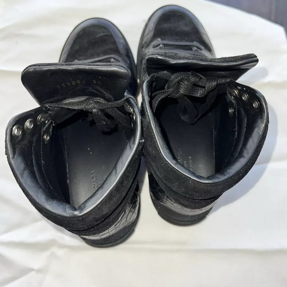 Balenciaga Leather and Suede Women’s Black High-Top Sneakers - Picture 6 of 13